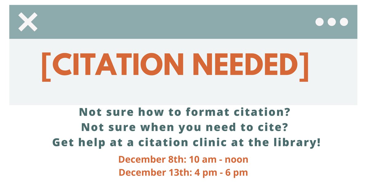 resnicklibrary's tweet photo. Looking for quick citation help? Check out our guide here: https://t.co/8y86q1Oiwi
Prefer to get in person help? Come to a citation clinic! https://t.co/iIe68hW3Nw