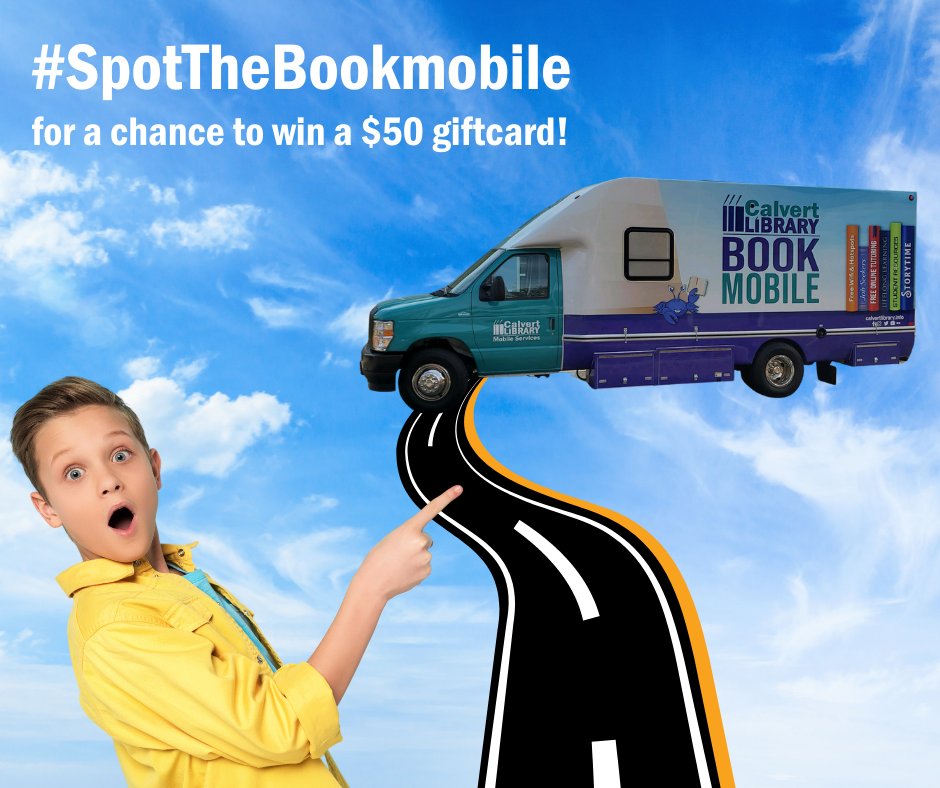 CalvertLibrary's tweet photo. Are you playing #SpotTheBookmobile for a chance at a $50 giftcard?

#CalvertLibrary #MDlibraries #CalvertREADS https://t.co/IFenhZE0dA