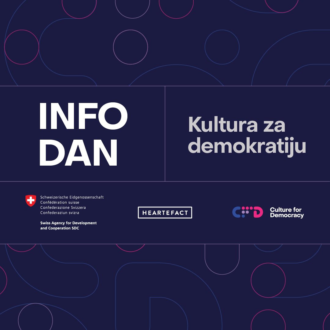 Projekat Kultura za demokratiju i HF pozivaju sve zainteresovane da se prijave za učešće na Info danu u vezi sa trenutno otvorenim pozivima za podnošenje projektnih aplikacija. Info dan - 10. decembar, 12h, na Zoom platformi.
Prijave šaljite na cfdkomunikacija@heartefact.org