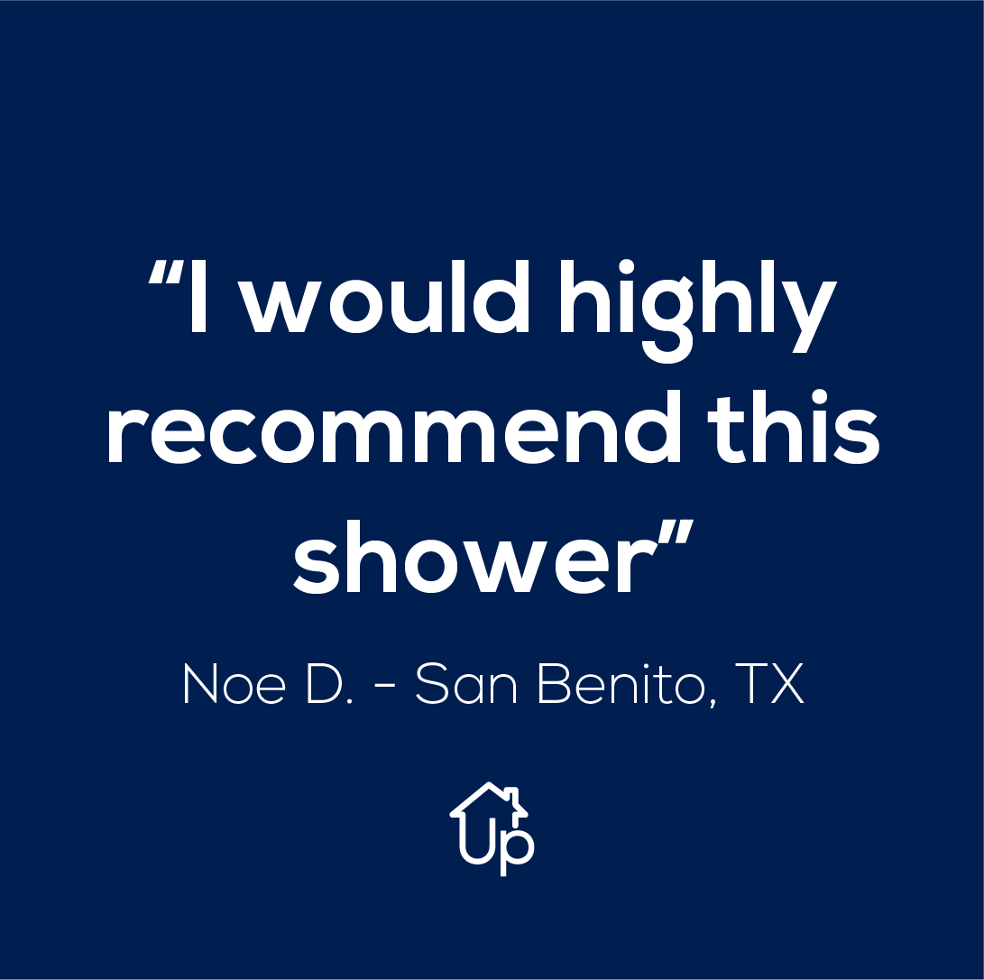 UpHomeNow's tweet photo. “I would highly recommend this shower, to anybody who is a senior or has a disability”. Noe D. from San Benito, TX.

#bathroomrenovation #showerrenovation #uphome #uphomerenovation #mcallentx #missiontx #pharrtx #donnatx #weslacotx #missiontx https://t.co/wbzL5qhGhF
