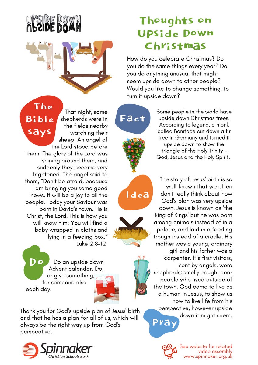 Spinnakertrust1's tweet image. #ThoughtsOn Upside Down Christmas – God&apos;s plan for Jesus’ birth was full of things that seem upside down at first but when you take time to consider them, it was definitely the right way up!  

For PDF version: bit.ly/3rDLaDU

#ClassReflection
#CircleTime
#QuietTime