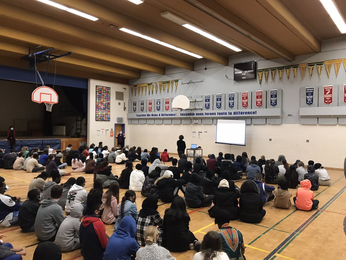 Re-establishing expectations with our Grade 8 classes at an Assembly.  @Hilltoptdsb @gagliardi_tdsb @kwamelennon @MacLeanWard2