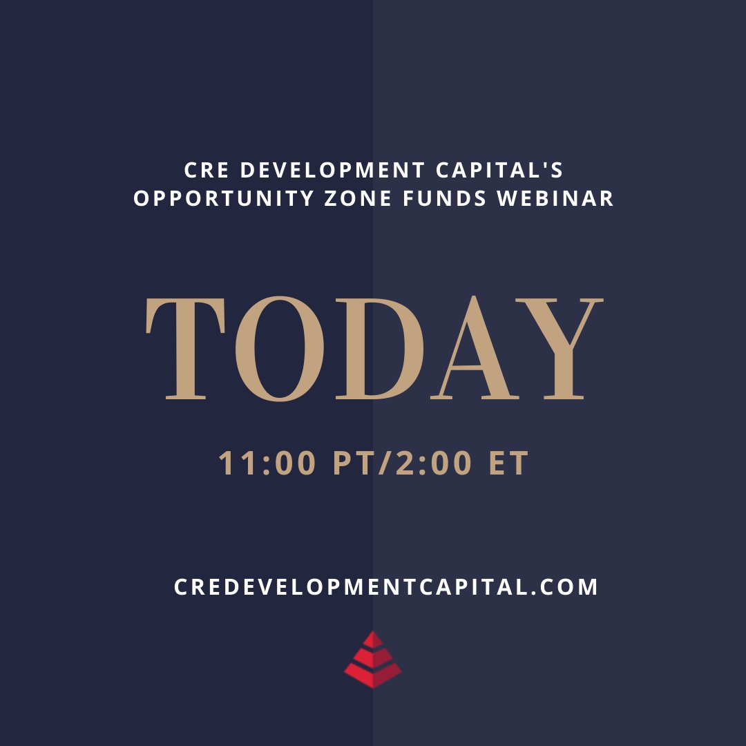 CRE_Dev_Capital's tweet photo. Join us for our Opportunity Zone Funds webinar as Lawrence Jatsek and Dwight Alexander discuss CRE’s Opportunity Zone Funds and the highlights of three current projects! 

Register at https://t.co/SDJmPhbaSS

#CREdevelopmentcapital
#opportunityzones
#realestateinvestment https://t.co/x2NEwseDbM
