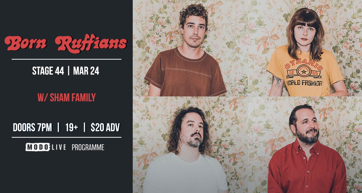 modo_live's tweet photo. JUST ANNOUNCED: @BornRuffians are bringing their ‘JUICE, SQUEEZE &amp; PULP’ tour to Stage 44 in Oshawa on March 24th with support from @shamfamily. Artist Pre-Sale starts tomorrow @ 10am ET (Use code JUICE) General On-Sale starts this Friday @ 10am ET!
🎟️ https://t.co/HakQ1e20Tl https://t.co/gHqqItylZy