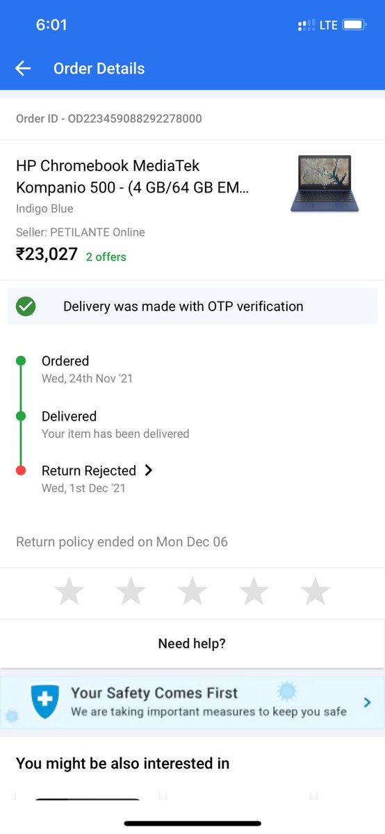 Vikashdto's tweet photo. @Flipkart @flipkartsupport I have purchased hp chrome from Flipkart and the return policy of the same with in 7 days, and I have received the same 29th Nov and very next day I put return request but Flipkart denied to return without any reason.@jagograhakjago https://t.co/r89iHB6RPp