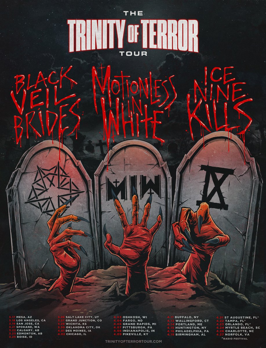 MIWband's tweet photo. Exclusive pre-sale for The Trinity of Terror Tour with @blackveilbrides and @ICENINEKILLS is now available. 

USE CODE: MIW570 and get tickets at: https://t.co/qWJu2GD2bK

Photos by @laurenklinge https://t.co/Z3eNIR1xqo