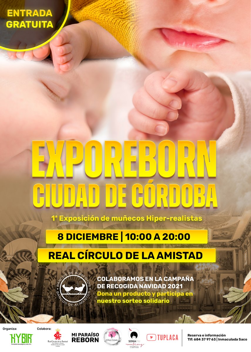 RealCirculoAmis's tweet photo. Este miércoles 8 de diciembre, el #circulodelaamistad acogerá ExpoReborn 'Ciudad de Córdoba'. El evento consiste en una exposición de muñecas hiperrealistas #Reborn, cuyos beneficios se destinarán a Banco de Alimentos de #Cordobaesp #Navidad2021 https://t.co/TqGUuo6BhI