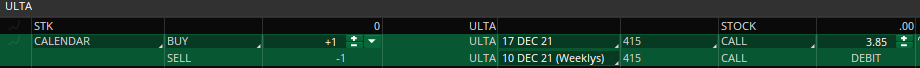 $ULTA - Closing trade (ER Play)

Congratulations on 200% profit
BUY +1 CALENDAR ULTA 100 17 DEC 21/10 DEC 21 415 CALL @3.85 LMT https://t.co/ynsCFLBBNF