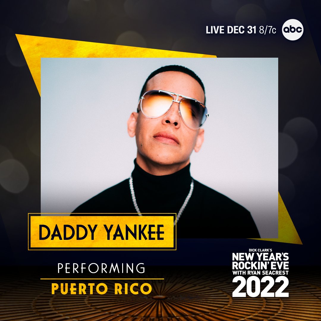 daddy_yankee's tweet photo. Performing from my favorite place in the world, Puerto Rico, during this year’s historic @RockinEve     🇵🇷 This year will be the show’s first-ever Spanish language countdown! 🎉 Don't miss it, December 31 at 8/7c on ABC. #PRxRockinEve https://t.co/BB1sb8Bhiu