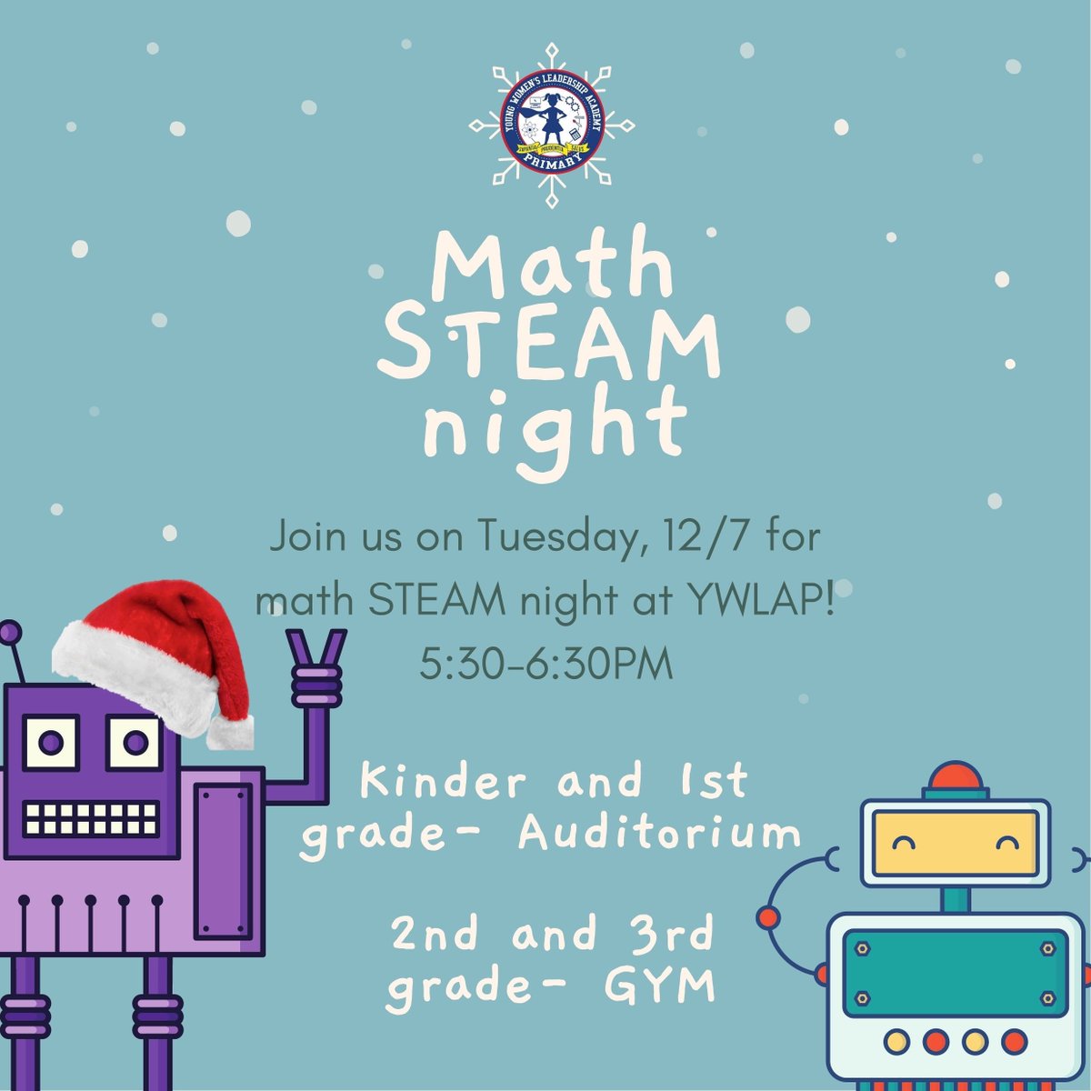 Join us tonight for Math STEAM Night from 5:30-6:30! It’s going to be a great time!