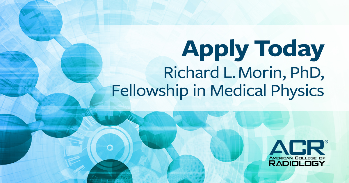 Applications are now open for our Richard L. Morin, PhD, Fellowship in Medical Physics. 🙌 Don't miss this opportunity for a hands-on ACR experience! Apply by Jan. 10.  bit.ly/3GhtVwc