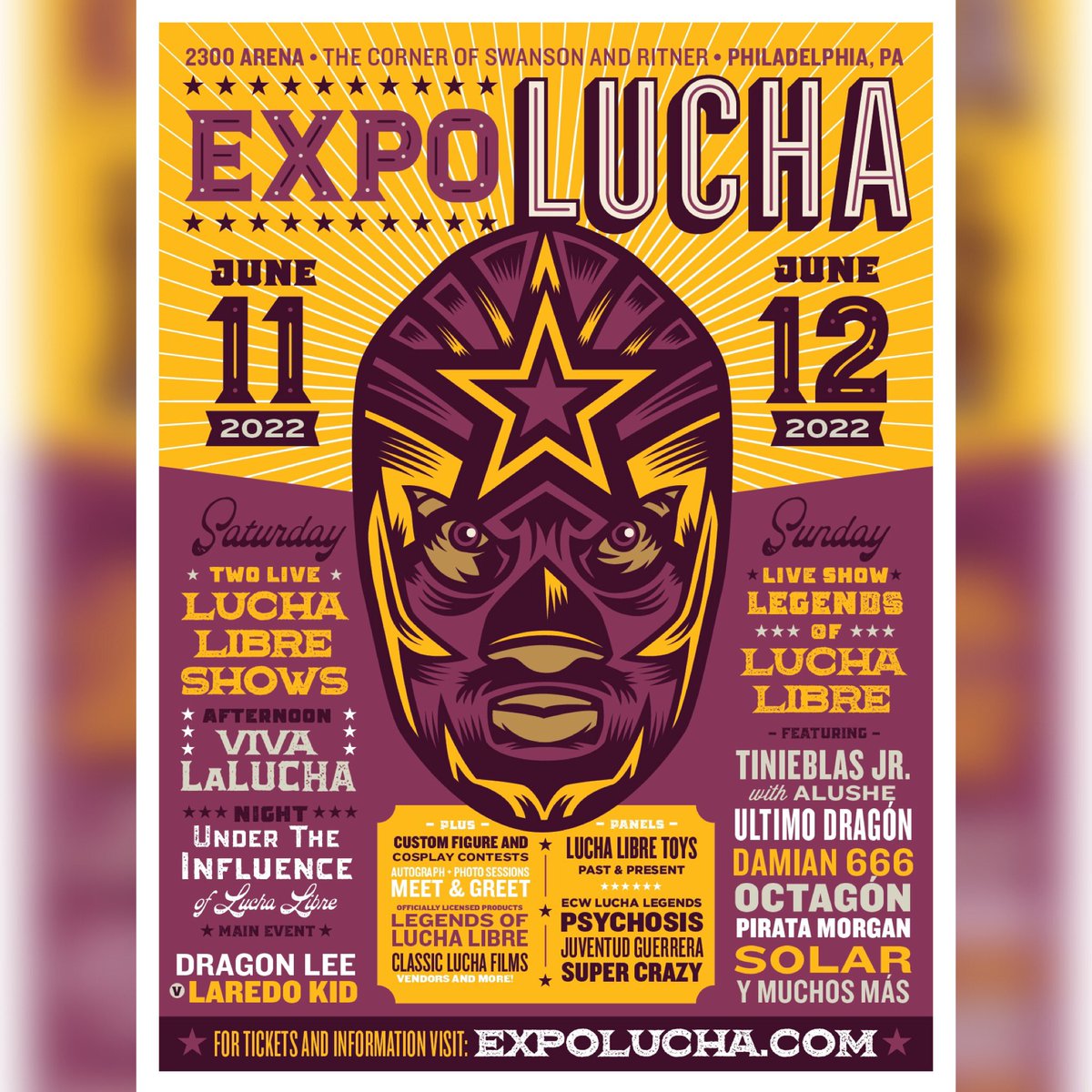 Lucha Central (@luchacentralcom) on Twitter photo #ExpoLucha
<a href="/ExpoLucha/">Expo Lucha®️</a>: Philadelphia. Expo Lucha is the largest lucha libre convention in the world, and the only one of its kind outside of Mexico! 🇺🇸
Buy your tickets here expolucha.com/tickets 🎟
#LuchaCentral #LuchaLibre #ProWrestling #プロレス 🤼♂️ #ExpoLucha
<a href="/ExpoLucha/">Expo Lucha®️</a>: Philadelphia. Expo Lucha is the largest lucha libre convention in the world, and the only one of its kind outside of Mexico! 🇺🇸
Buy your tickets here expolucha.com/tickets 🎟
#LuchaCentral #LuchaLibre #ProWrestling #プロレス 🤼♂️