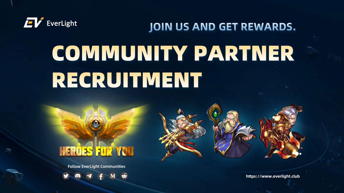 EverLightClub's tweet photo. 🫂Community Partner Recruitment will start soon, please keep an eye on our latest news.👀

#P2E #NFTGame #Metaverse #DAO https://t.co/YWvXU5M6Lv