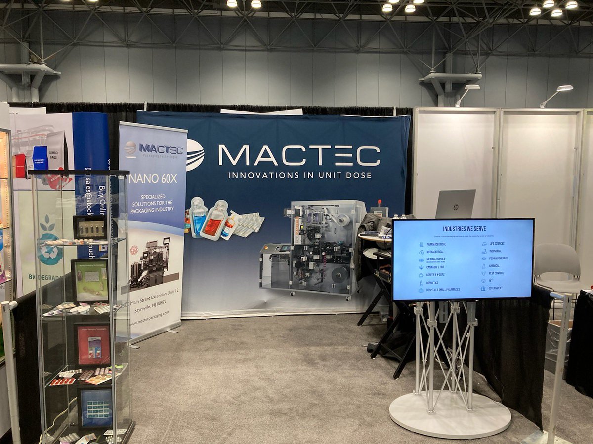 MactecPackaging's tweet photo. Mactec is on display this week at the Javits Center in NYC for EastPack 2021. Come by booth 2125 to meet the team and learn about our #Packaging capabilities. #packagingdesign #blisterpackaging #pouchpackaging #packagingmachine #eastpack #mdmeast #javitscenter https://t.co/BbRixkdLGb