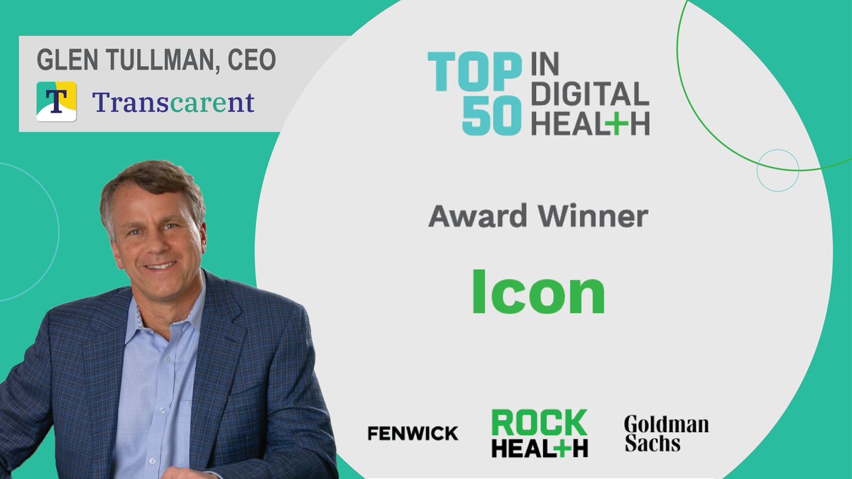 transcarent's tweet photo. .@Transcarent CEO @GlenTullman has been honored as a Top 50 in Digital Health: Icons award winner by @Rock_Health. The leaders recognized are advancing the #digitalhealth industry & transforming the health and care experience for all. Congrats to all the honorees! #10YearsofTop50 https://t.co/8ROgOASwG2