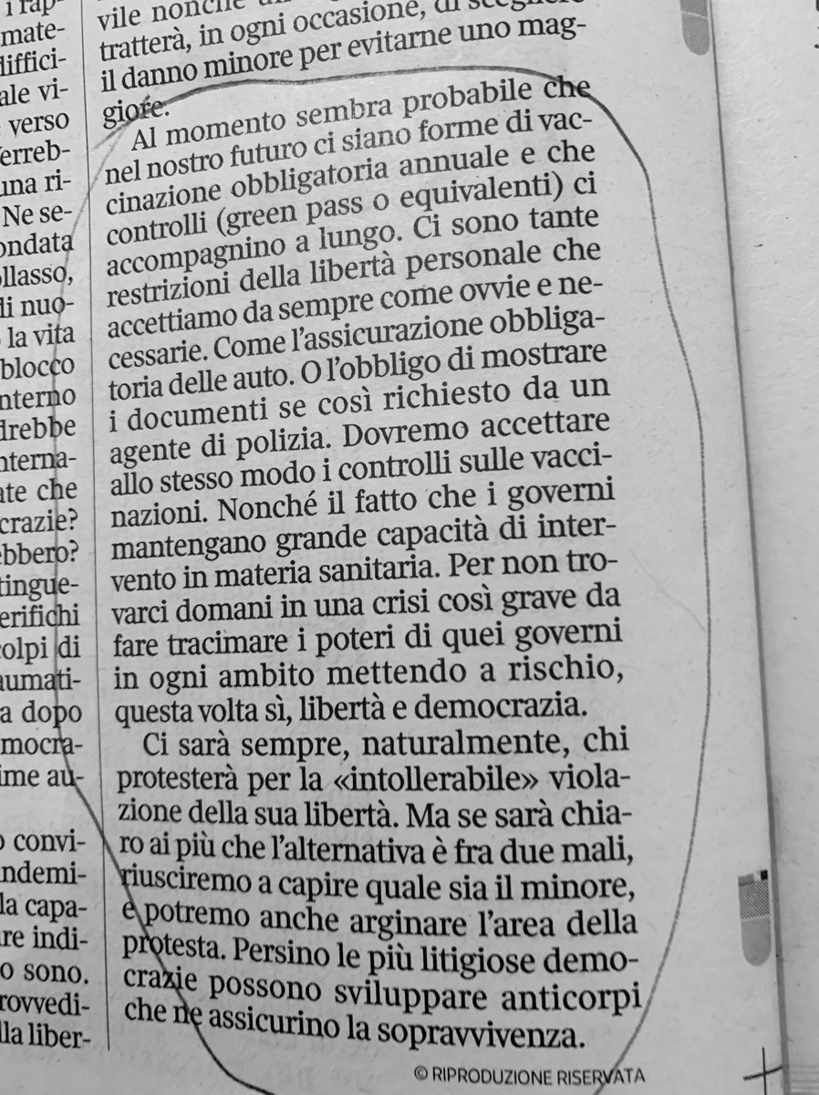 OGiannino's tweet photo. Incassando da mesi insulti da sedicenti libertari a ogni conferma che sono per obbligo vaccinale  -oh, ora diventati milioni in Italia eh, e chi li aveva mai visti! - mi limito a dire che condivido ogni parola di Angelo Panebianco https://t.co/6R5y88qhRu