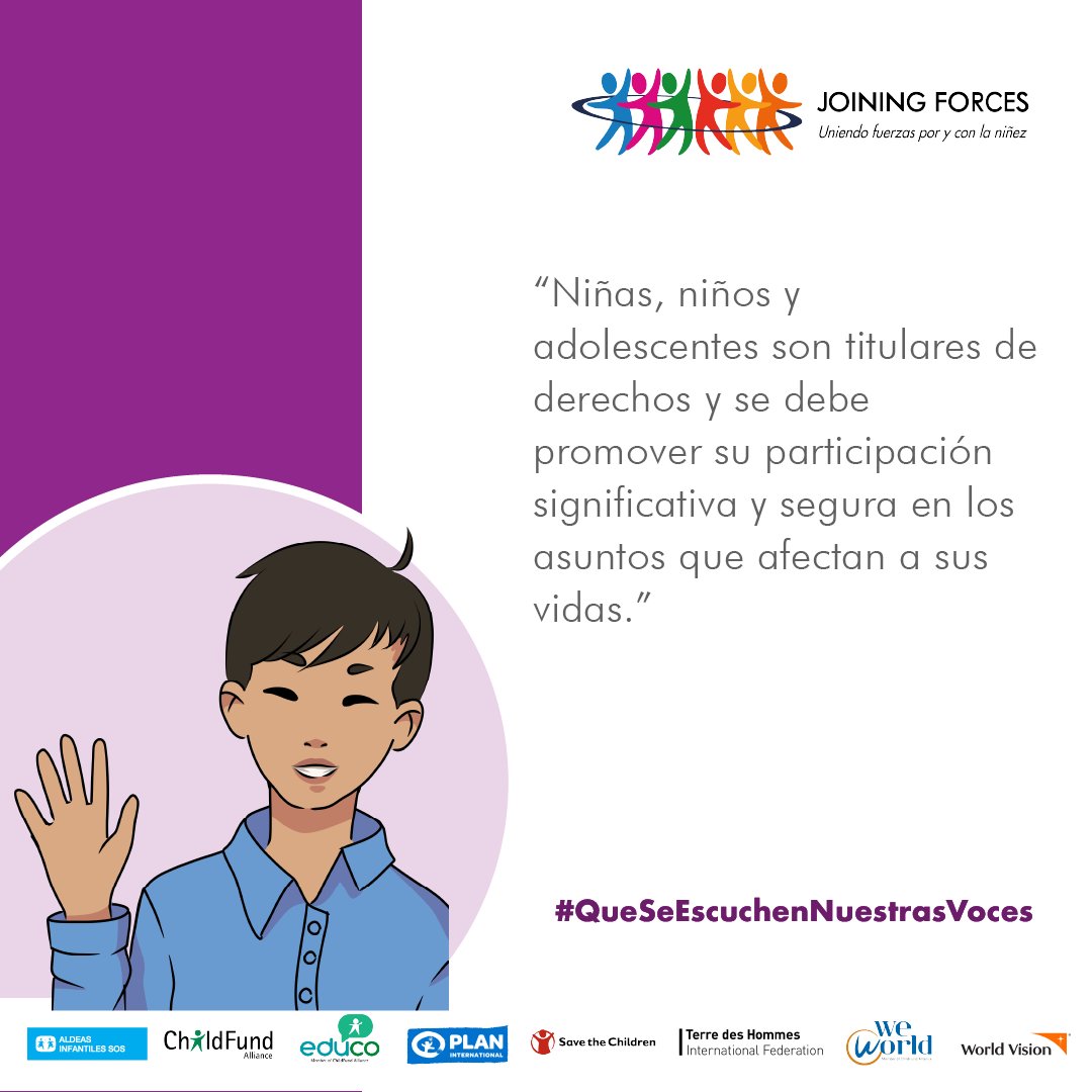 TerredesB's tweet photo. La pandemia ha reducido espacios de participación de niñas, niños y adolescentes, por ello decidimos unir fuerzas para que se escuchen nuestras voces.  
#QueSeEscuchenNuestrasVoces
#JoiningForces
#UniendoFuerzasPorYConLaNiñez https://t.co/9WppIVPwva