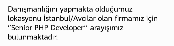 KRCYonetim's tweet image. Danışmanlığını yapmakta olduğumuz lokasyonu İstanbul/Avcılar olan firmamız için ‘’Senior PHP Developer’’ arayışımız bulunmaktadır.

Başvuruları hr@krcyonetim.com adresine iletmenizi rica ederiz.

#seniorphpdeveloper
#backenddeveloper
#işilanı
