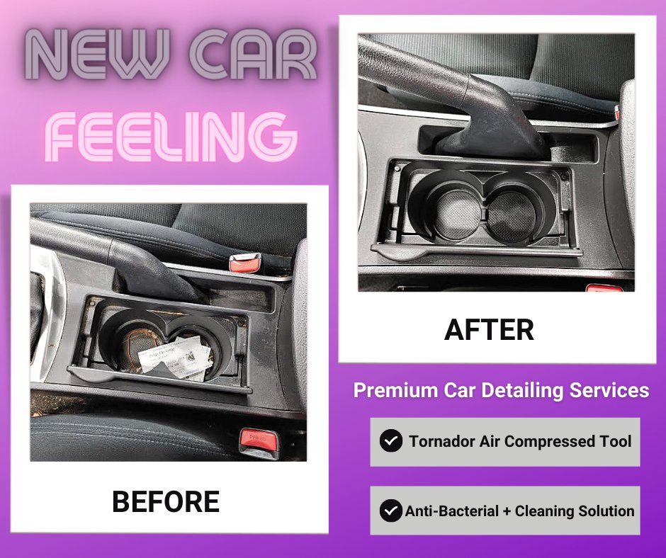 Wow what a transformation! All of that coffee and road snack leftovers are all cleaned up😎