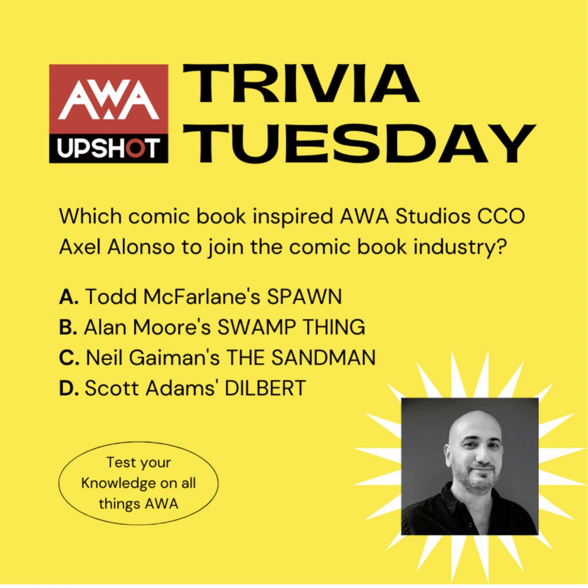 Which comic book inspired AWA Studios CCO <a href="/axelalonsomarv/">axel alonso</a> to join the #comicbook industry? Test your knowledge this #Trivia Tuesday! #comics