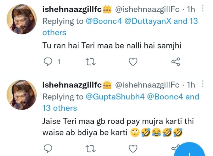 Rajveer_009's tweet photo. Hi
@TwitterIndia
Plz take strong action against this bully @ishehnaazgillFc  he abuses girls very badly, discriminate and applied racism on her.

Plz Guys u also report n block massively to #CleanTwitter from such cheap man
I'd @ishehnaazgillFc https://t.co/vpf9eUniO9