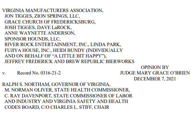 BradKutner's tweet photo. New: #VACOA has affirmed the dismissal/mootness of claims filed by @MFGmakesVA, churches and entertainment businesses against @GovernorVA's #covid executive orders, however separation of powers claims must be resolved by #SCOVA.

@CourthouseNews 
Full O👉https://t.co/7npT0EyxXb https://t.co/5ezKk8DrI0
