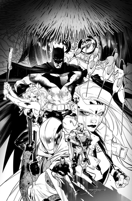 Este tipo de portadas de composición de personajes en diferentes planos me gusta mucho hacerlas. A veces están mejor equilibradas que otras, pero siempre es un reto y disfruto mucho buscando la compo que me interesa en cada ocasión.. :) #Batman 