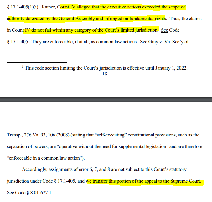 BradKutner's tweet photo. New: #VACOA has affirmed the dismissal/mootness of claims filed by @MFGmakesVA, churches and entertainment businesses against @GovernorVA's #covid executive orders, however separation of powers claims must be resolved by #SCOVA.

@CourthouseNews 
Full O👉https://t.co/7npT0EyxXb https://t.co/5ezKk8DrI0