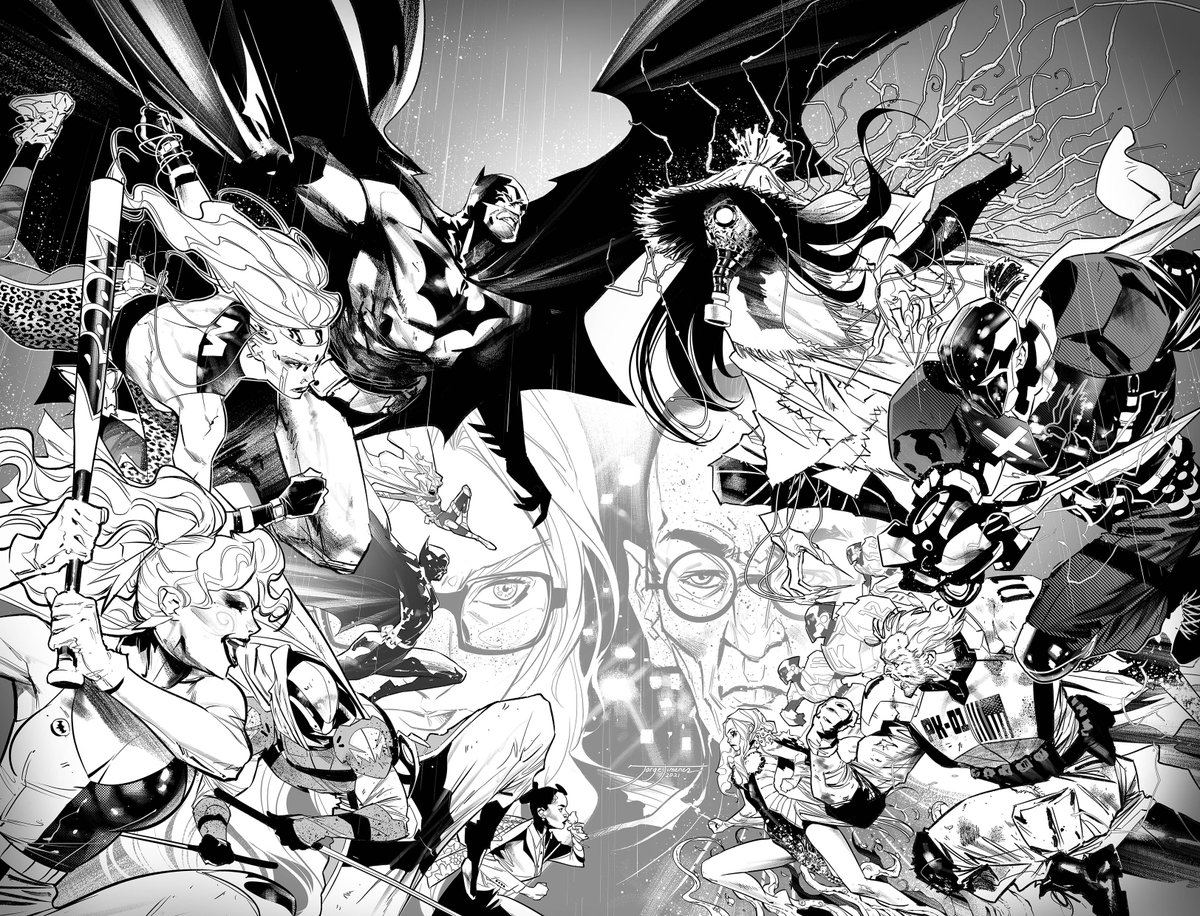 Este tipo de portadas de composición de personajes en diferentes planos me gusta mucho hacerlas. A veces están mejor equilibradas que otras, pero siempre es un reto y disfruto mucho buscando la compo que me interesa en cada ocasión.. :) #Batman 