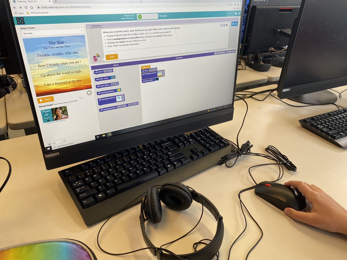 techwithcindy's tweet image. Our @PS41CROCHERON Ss are joining codebytes and @codeorg as they complete Poem Art during #CsEdWeek #CSEverywhere #CSforAllNYC @CSforAllNYC #CSEdWeek2021Photos