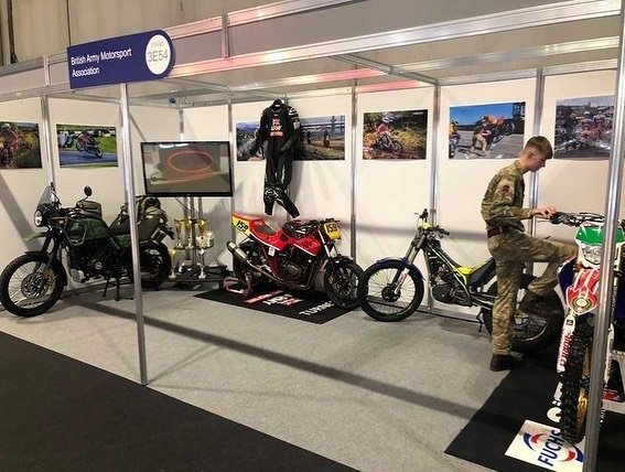 ArmySportASCB's tweet photo. Fantastic to see British Army Motorsport Association  at @motorcyclelive at the NEC this week. Ready to discuss the British Army and all things Motorcycling 

#BAMA #ArmyMotorcycljng #ArmyEnduro #ArmyMotorcyclingRoadRaceTeam https://t.co/DbNCjyrMg8