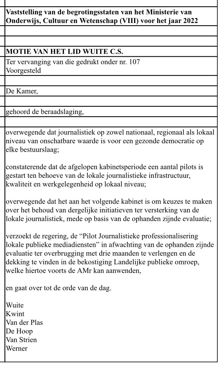 PimVanStrien's tweet photo. Leve de media!
Goede journalisten zijn onmisbaar voor onze democratie, juist ook lokaal. 
Daarom probeer ik samen met collega’s in @2eKamertweets de lokale journalistiek en media te versterken. Onze motie⤵️ maakt geld vrij om hen te helpen bij die professionaliseringsslag 💪 https://t.co/18l4kOl2Uc