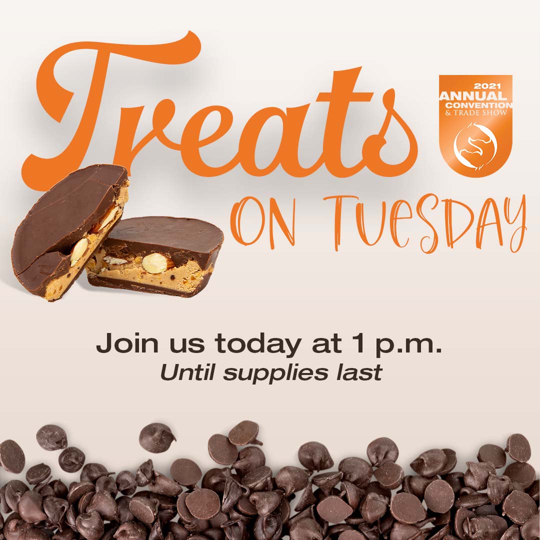AAEPHorseDocs's tweet photo. Don't miss our complimentary sweet treats, offered in the Trade Show at 1 p.m. this afternoon!
#AAEPNashville #celebrate #equinepractice https://t.co/0uKf69xbQ7