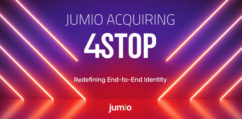 jumio's tweet photo. We are thrilled to announce that @jumio is acquiring @FourStop. The addition of 4Stop’s data sources to the Jumio KYX Platform realizes our strategic vision of redefining the end-to-end identity industry. Learn more: https://t.co/NT1mQeofzy https://t.co/0gvMcVQ35i