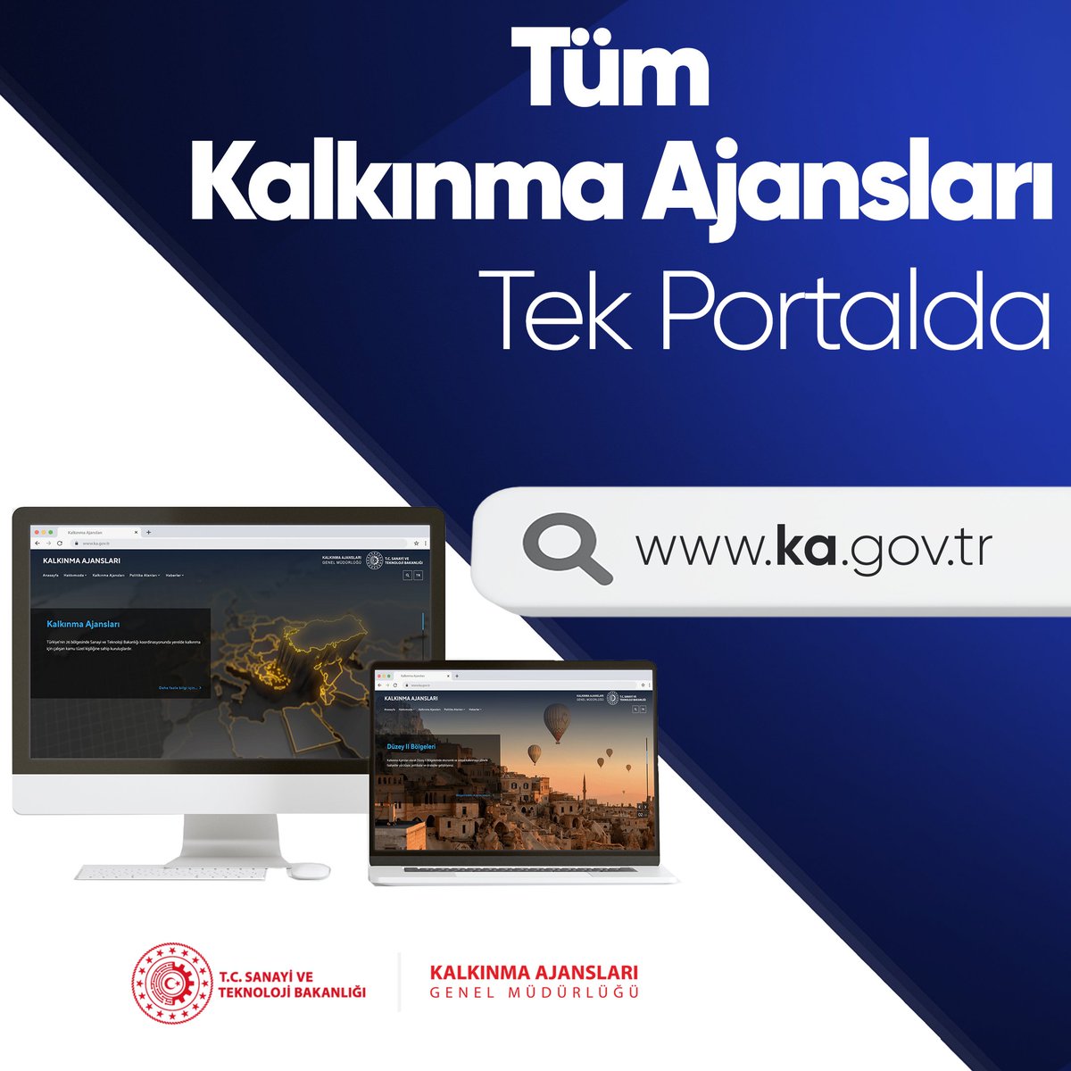 “Kalkınma Ajansları Sitesi ka.gov.tr adresinden yayına başladı. Tüm kalkınma ajanslarının faaliyetleri hakkında güncel bilgilere artık tek portaldan ulaşabilirsiniz.”