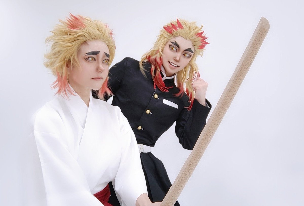 tijyoakanya's tweet photo. 【コスプレ】
鬼滅の刃👹煉獄兄弟

「お前ならできる！！！！」

修i造みたいになっちゃった煉獄さんと困惑する千寿郎君のコスプレです。
千くん:UNOちゃん @sanshoku_610 https://t.co/96mMXrlqI2