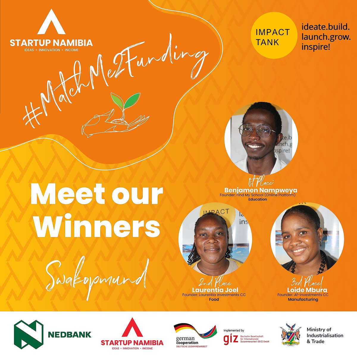 impact_tank's tweet photo. We have concluded MatchME2Funding Swakopmund!
CONGRATULATIONS!
#impacttank #startupnamibia #MatchME2Funding #Swakopmund https://t.co/7rC4xpQh6L