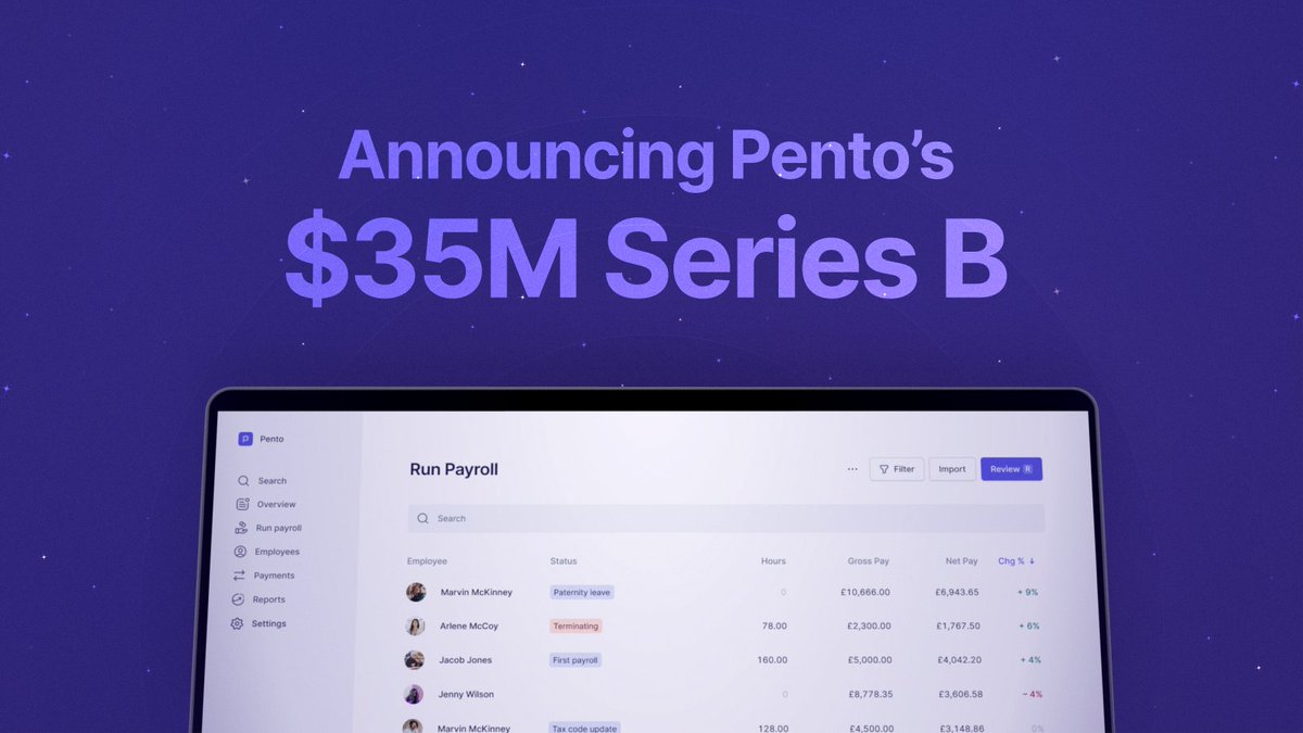Today is an exciting day at Pento as we announce our $35M Series B! 💜

Thank you to all our customers, the team, and investors that made this possible! We have a lot in store, and we can't wait to share it all with you 🙌

Read all details here: techcrunch.com/2021/12/07/lon…