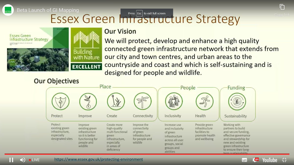 BuildWithNature's tweet photo. Enjoying @NaturalEngland @DefraGovUK #GIMapping  event, clear explanations of how #GreenInfrastructure supports system health &amp; broader environmental resilience, addresses social inequality and supports regeneration. Good to see @Essex_CC sharing their experience with #planners https://t.co/v2ptp9ZNC1