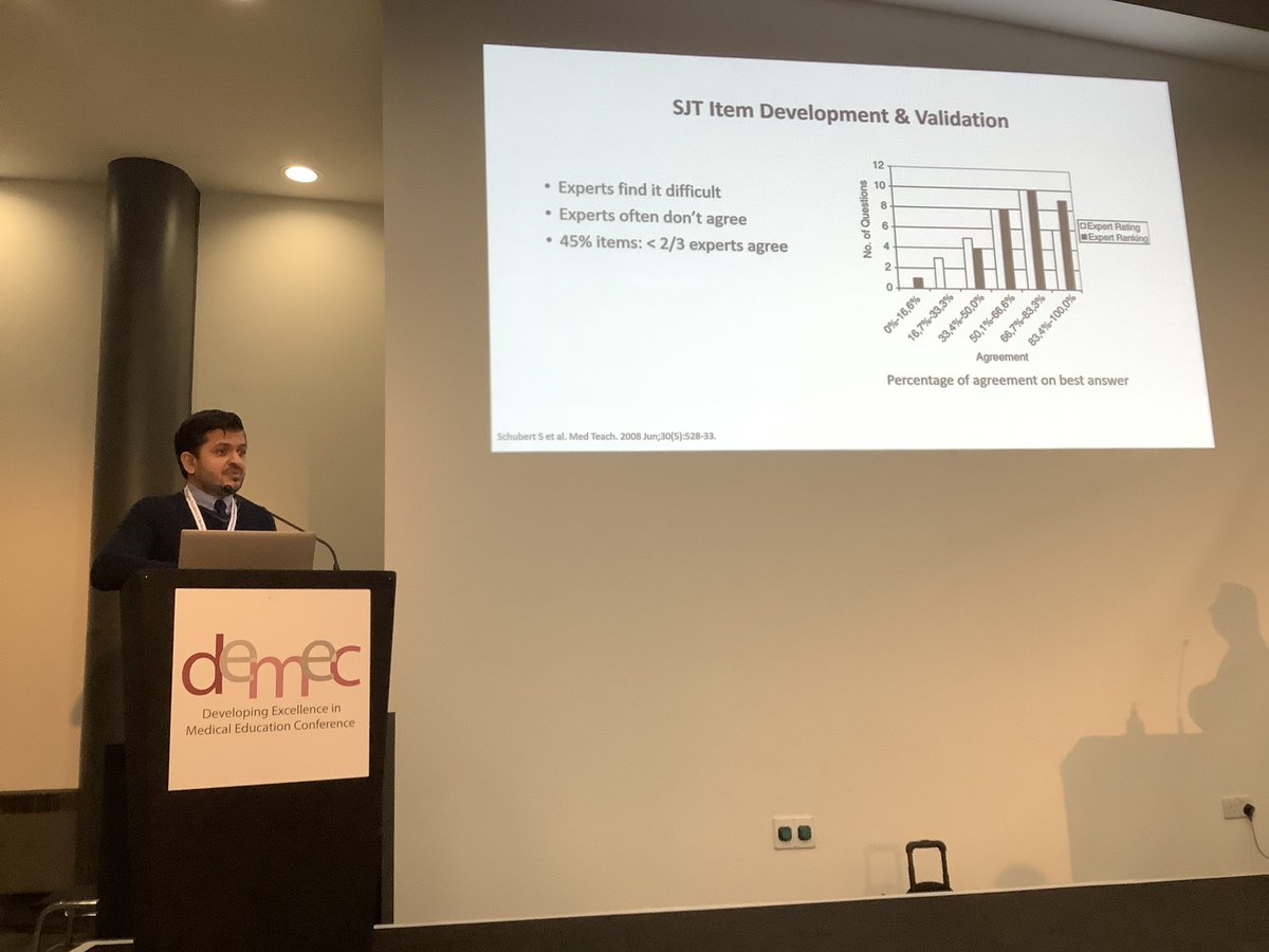 In almost half of the SJT items, less than 2/3 of experts agreed on the answer. #DEMEC21