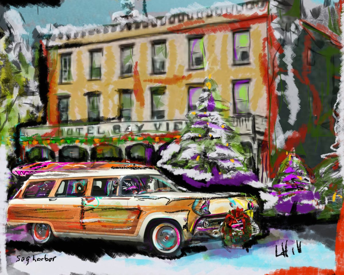 candylandcaper's tweet photo. Vintage woody with surfboards in front of the old Bay View Motel, Sag Harbor print on museum paper. Bring back memories   https://t.co/DjhoAdKB5X #giftsforhim #woody #stationwagon #sagharbor #surf #vintage #holidayshopping #art #gift https://t.co/jlIhKSTTlJ