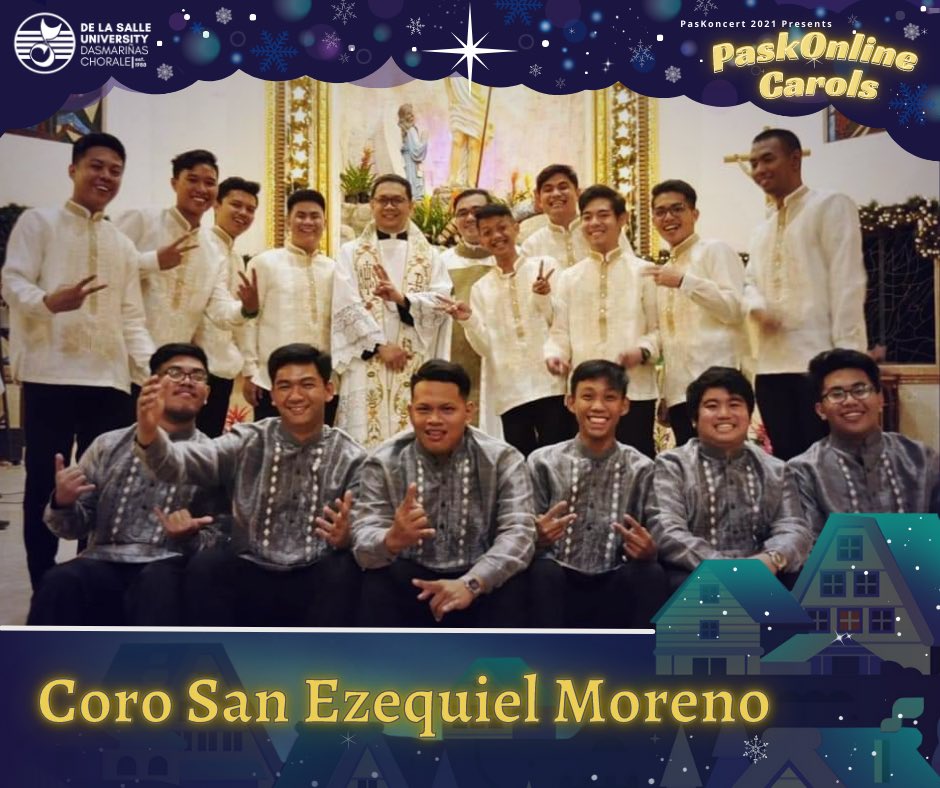 dlsud_chorale's tweet photo. Let us celebrate the birth of our Lord Jesus Christ with the performance prepared for us by Coro San Ezequiel Moreno! Watch this year's PasKoncert on December 18, 2021 at 5pm in the De La Salle University - Dasmarinas Chorale Facebook page.

#Paskoncert2021 
#PaskOnlineCarols https://t.co/CXwui2OmqZ