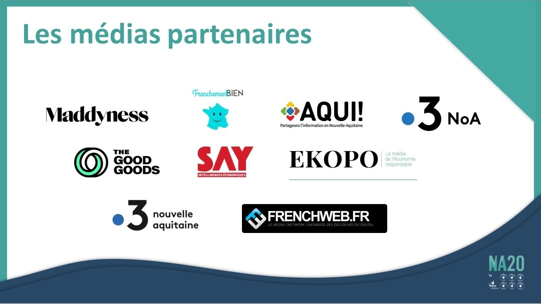 French Tech Bordeaux (@frenchtechbdx) on Twitter photo 🔴 #Innovaday21
Les lauréats du #NA20 vont bénéficier
✅ d’opportunités
✅ de rencontres et d’échanges
✅ d'une visibilité accrue grâce à nos médias partenaires :
👏 <a href="/bymaddyness/">Maddyness</a>, <a href="/_thegoodgoods/">The Good Goods</a>, <a href="/F3Aquitaine/">France 3 Aquitaine</a>, <a href="/frenchweb/">FRENCHWEB.FR</a>, <a href="/FranchementBien/">FranchementBien</a>, <a href="/aqui_fr/">aqui.fr</a>, <a href="/EKOPO_/">EKOPO</a>, <a href="/Say_Presse/">Say - Presse</a> 👏 🔴 #Innovaday21
Les lauréats du #NA20 vont bénéficier
✅ d’opportunités
✅ de rencontres et d’échanges
✅ d'une visibilité accrue grâce à nos médias partenaires :
👏 <a href="/bymaddyness/">Maddyness</a>, <a href="/_thegoodgoods/">The Good Goods</a>, <a href="/F3Aquitaine/">France 3 Aquitaine</a>, <a href="/frenchweb/">FRENCHWEB.FR</a>, <a href="/FranchementBien/">FranchementBien</a>, <a href="/aqui_fr/">aqui.fr</a>, <a href="/EKOPO_/">EKOPO</a>, <a href="/Say_Presse/">Say - Presse</a> 👏
