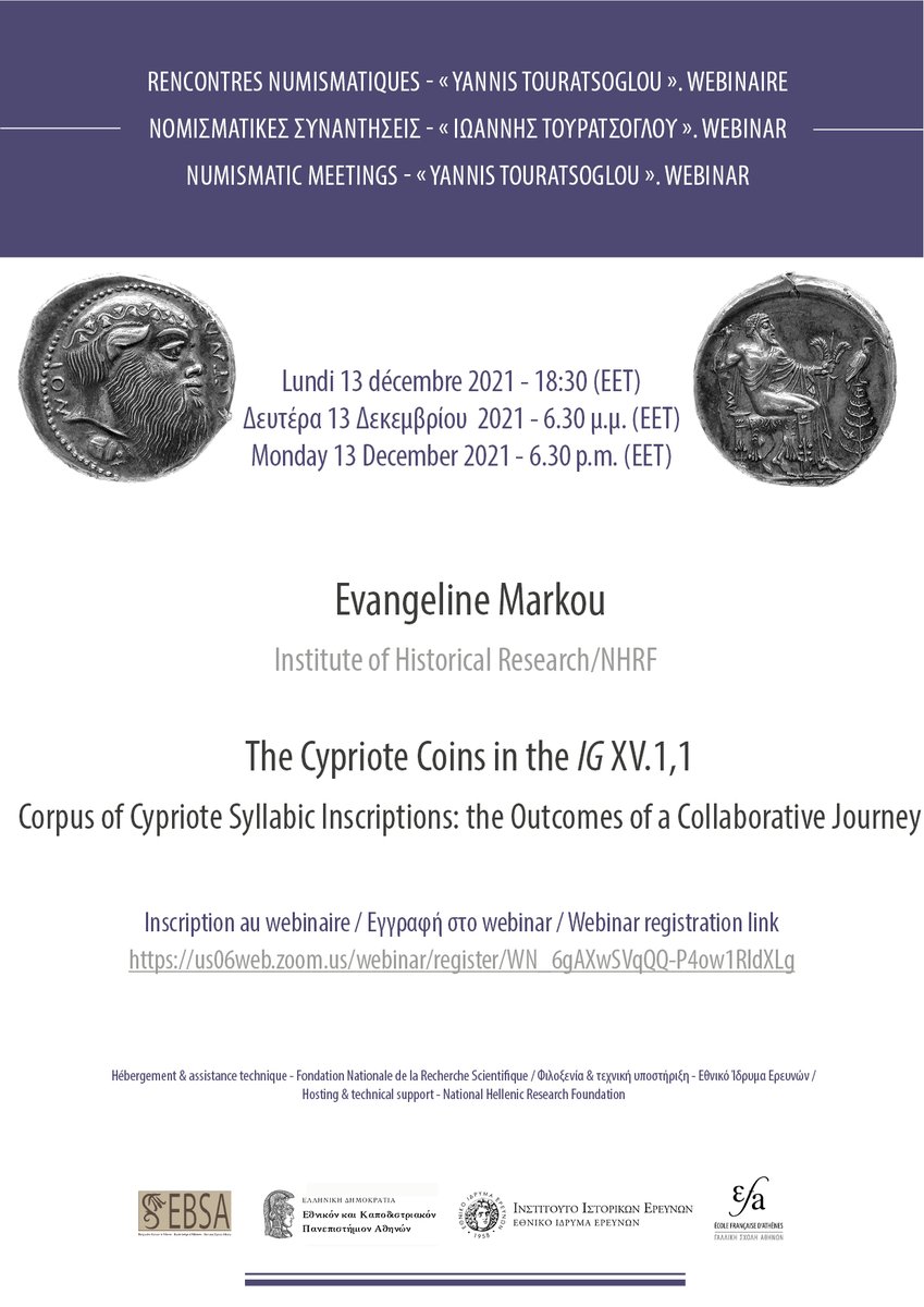 efathenes's tweet photo. 📆 13/12/2021
Rejoignez-nous en ligne pour la 2nde séance 2021-22 du #SemNum
➡️S'inscrire https://t.co/WMu5Gd3Zzz
➡️Découvrir le programme 2021-22 https://t.co/PVeANRKWrn
Avec @EBSA_Tw @UOAHistory @EIEgr https://t.co/X3Prd7QW2d