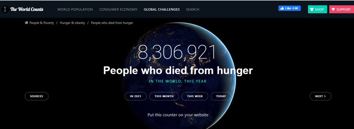 HegKong's tweet photo. This is the number of people who died from hunger this year, so don't talk to me about Covid and 'saving lives', because this thing we are living through is NOT about that. https://t.co/g59GtODf9v