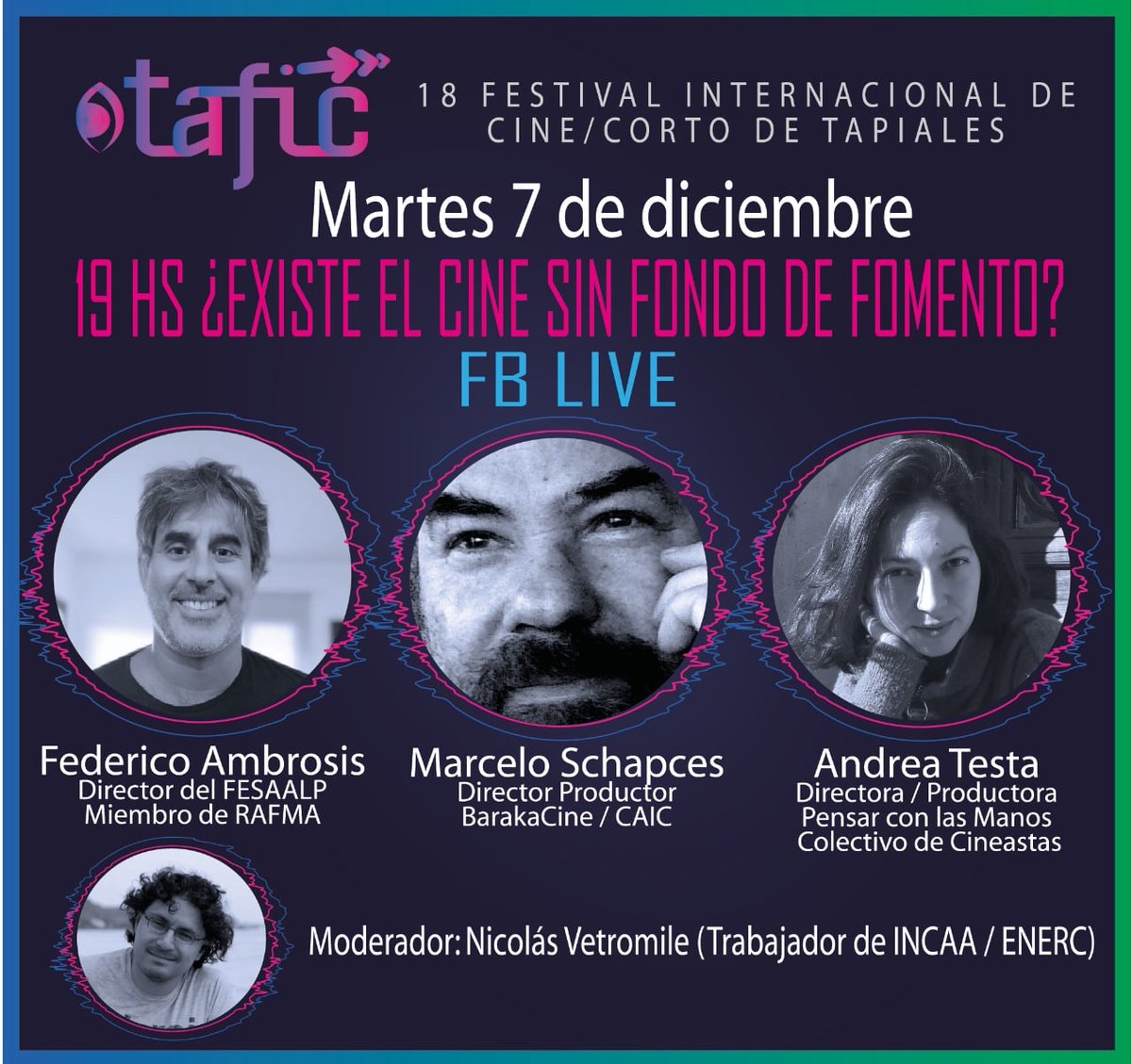 CaicArgentina's tweet photo. Hoy, dentro del @FestTapiales participaremos del encuentro ¿Existe el cine sin fondo de fomento? Por @CaicArgentina participará Marcelo Schapces, (#BarakaCine) y miembro de la Comisión Directiva de la Cámara. Lxs esperamos a las 19 hs. a través del Facebook Live de @FestTapiales! https://t.co/RM9DZqAfZO