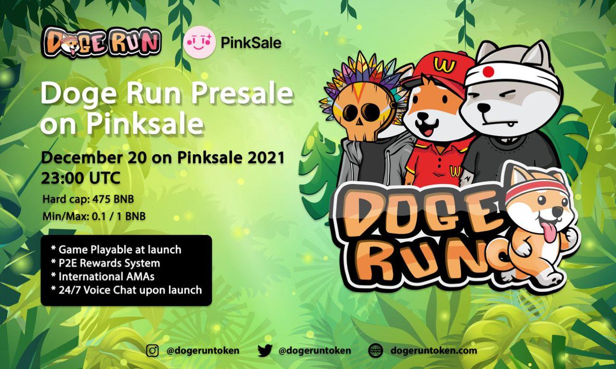 @Dogeruntoken is the next big thing and here is why: 

- P2E run game &amp; utility NFTs 
- Backed by the biggest group calls/channels 
- Whale investors ready to jump in 
- Crazy &amp; active community 
- 24/7 Voice chat upon launch 

Don't miss out! #Dogerun2themoon #Run2themoon
