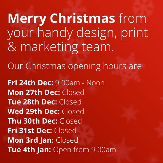 Just a quick update with our Christmas opening hours. Don’t leave it too late to order anything you need before Christmas or if you need anything between Christmas and New Year.