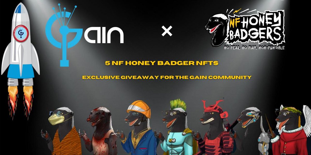 GainPool's tweet photo. GainPool x NF Honey Badgers (@NFHoneyBadgers) announce an exclusive giveaway for members of the GainPool Community (GAIN Stakers)! 

Click on the link below 👇👇👇to participate. You must stake GAIN tokens to qualify. 
 
https://t.co/4FKzVeO10t

#BSC #BNB #NFT #NFTGiveaway #NFTs https://t.co/MRgsAbjZJH
