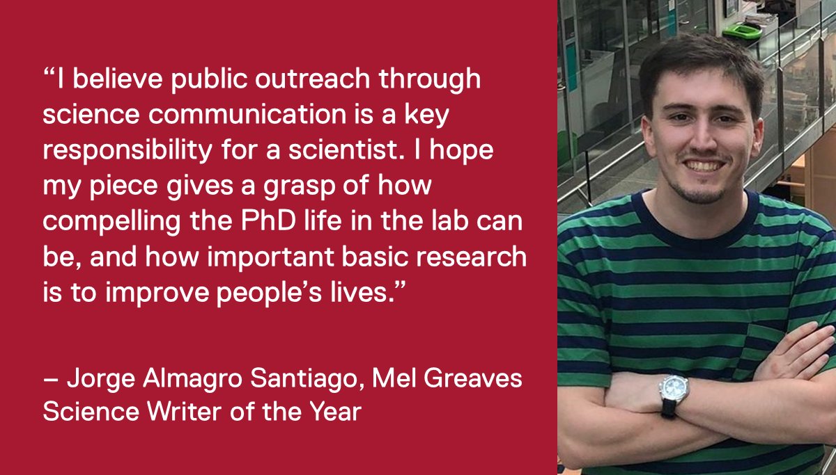 🏆 We're thrilled to announce #PhD student <a href="/almagro_jorge/">Jorge Almagro</a> is the winner of the 2021 Mel Greaves Science Writing Prize for his engaging and insightful blog on the science of #Organoids!

Congratulations Jorge 🎉 Read more: icr.ac.uk/blogs/tales-fr… 

#SciComm #PhDLife #PhDPosition